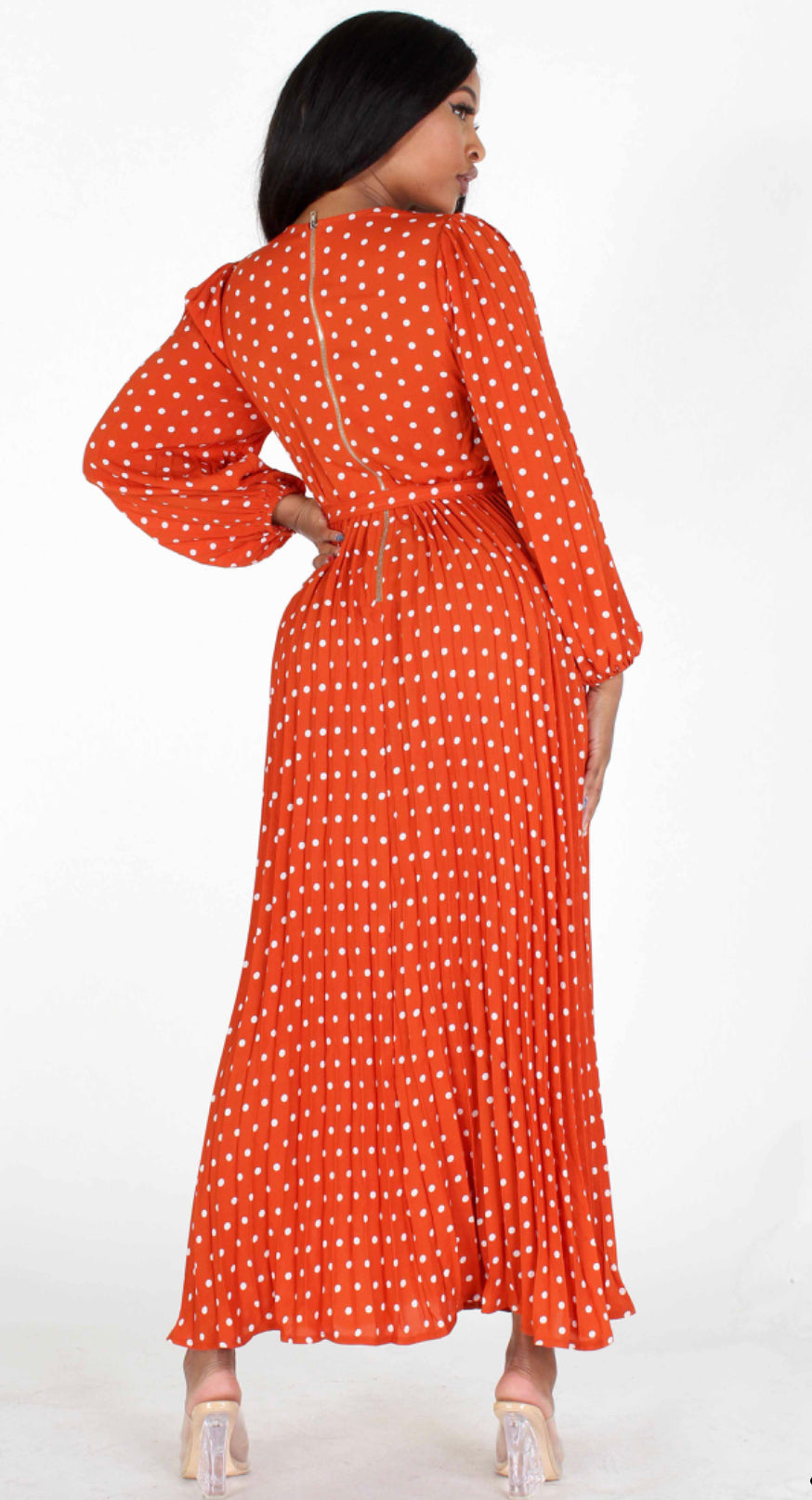 Isabella Burnt Orange ☀ White Polka Dot ...